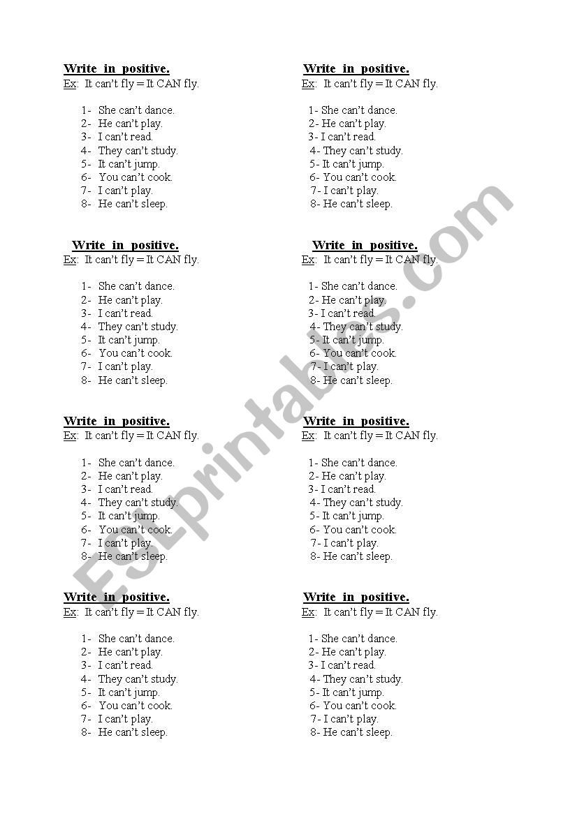 can -  can`t worksheet